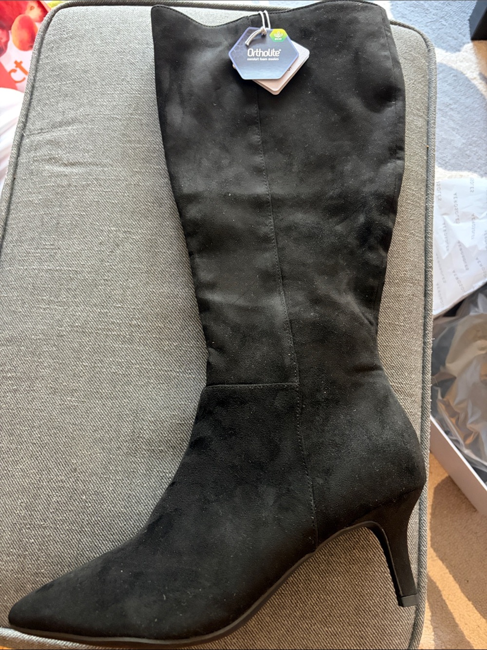 AEROSOLES Black Over-the-Knee Suede Boots with Pointed Toe